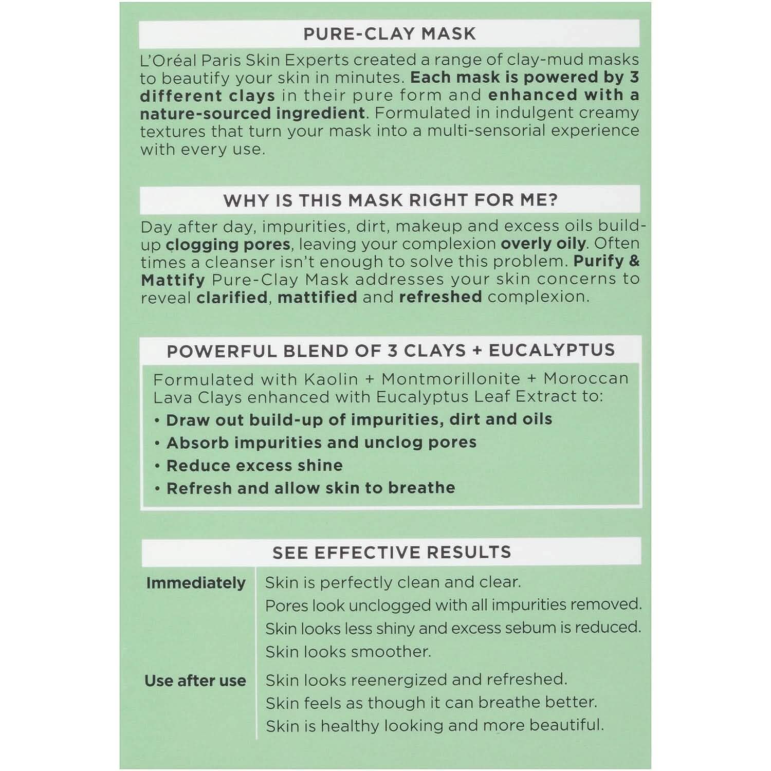 2-Pack: L'Oréal Paris Skincare Pure-Clay Face Mask with Eucalyptus for Oily and Shiny Skin to Purify and Matify DailySale
