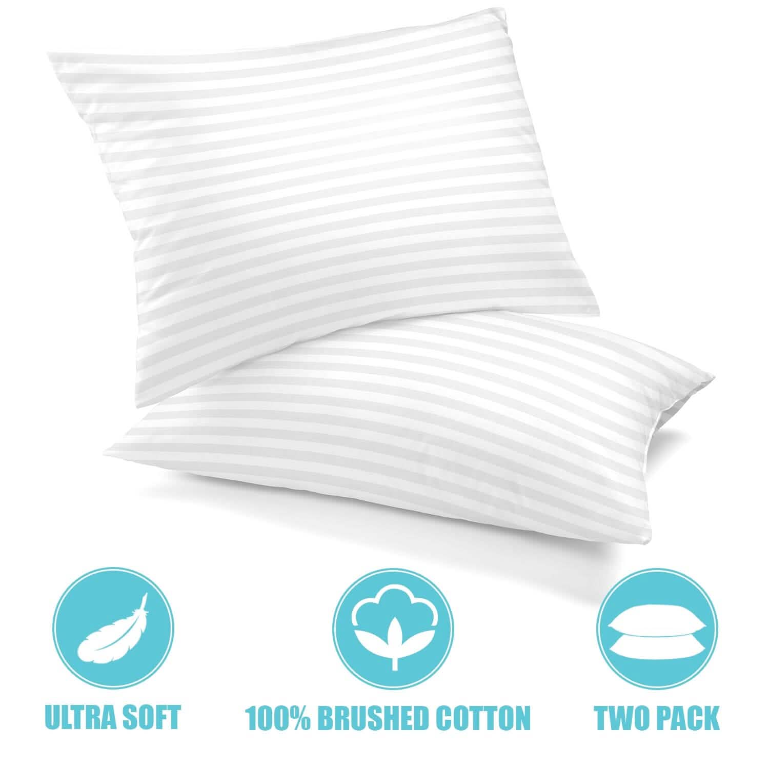 2-Pack: Lux Decor Collection Cotton Stripe Pillow Plush Bed Pillows Set DailySale