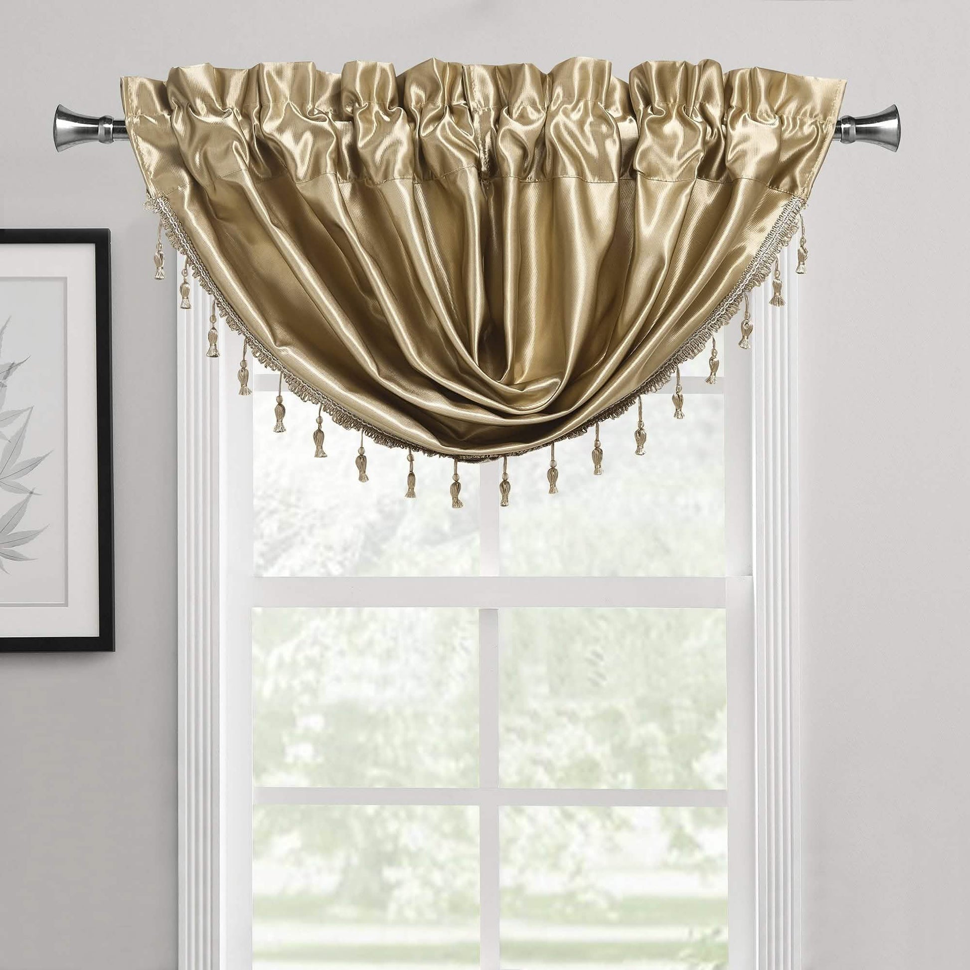 2-Pack: Luxury Waterfall Austrian Beads Trimmed Window Valances DailySale