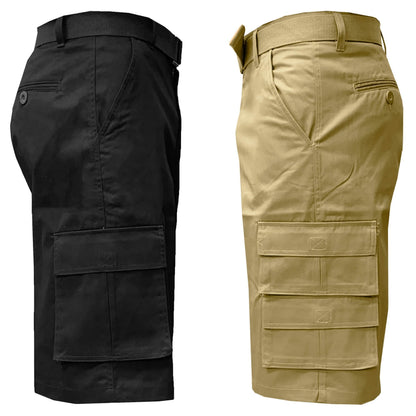 2-Pack: Men's 13” Fitted Belted 7-Pocket Cargo Shorts DailySale