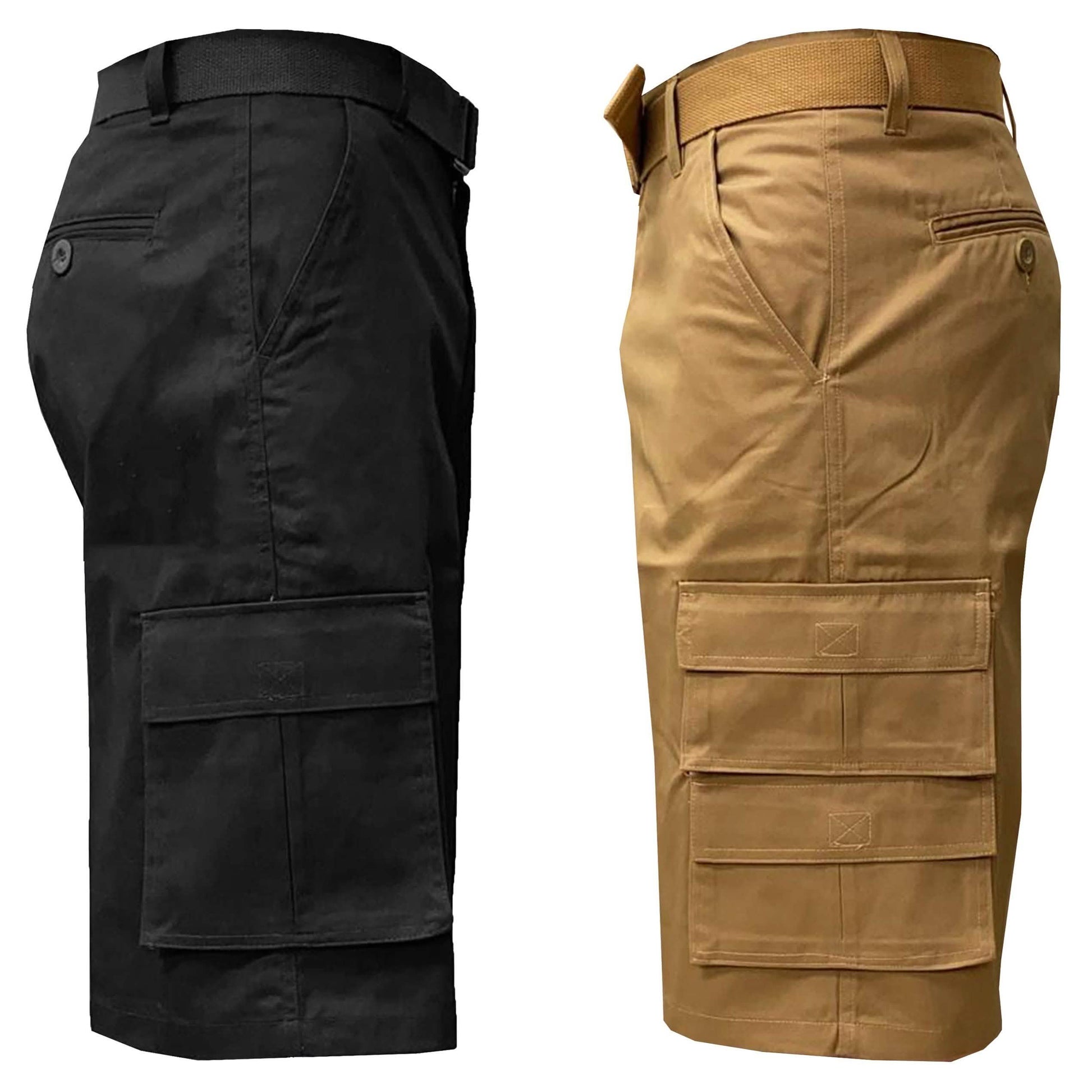 2-Pack: Men's 13” Fitted Belted 7-Pocket Cargo Shorts DailySale