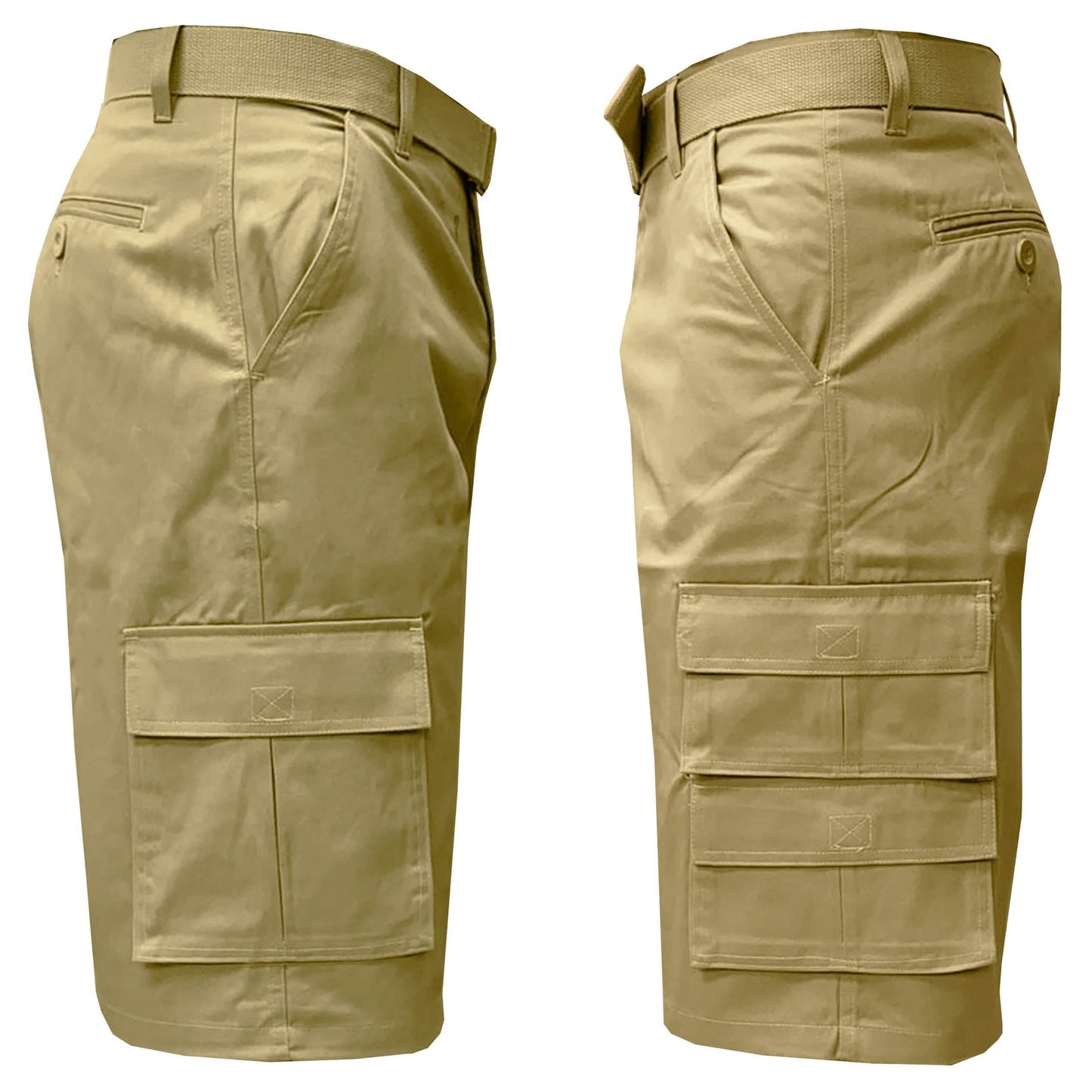2-Pack: Men's 13” Fitted Belted 7-Pocket Cargo Shorts DailySale