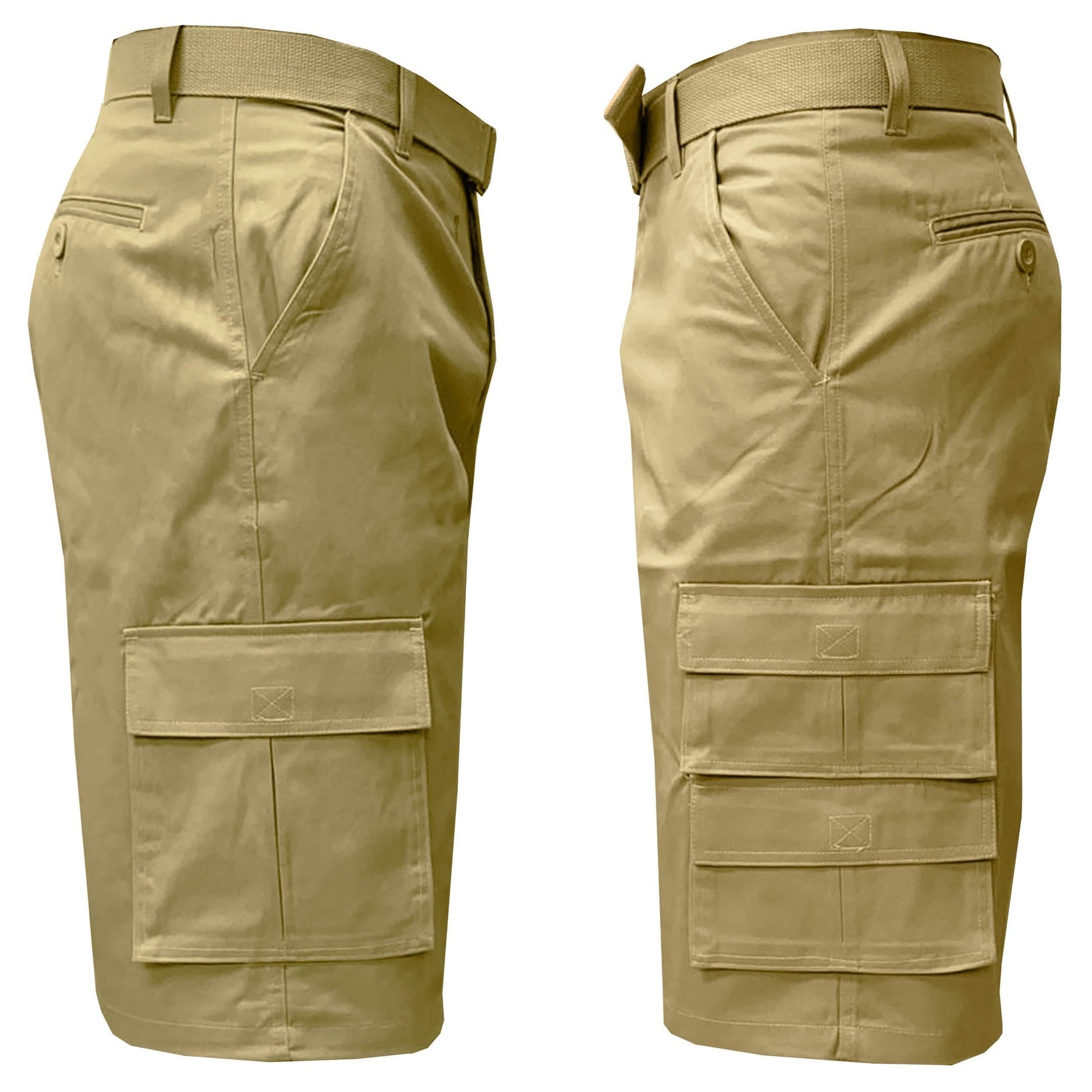 2-Pack: Men's 13” Fitted Belted 7-Pocket Cargo Shorts DailySale