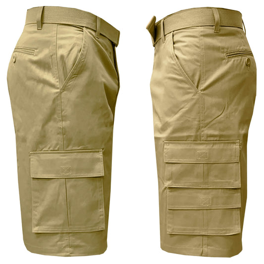 2-Pack: Men's 13” Fitted Belted 7-Pocket Cargo Shorts DailySale