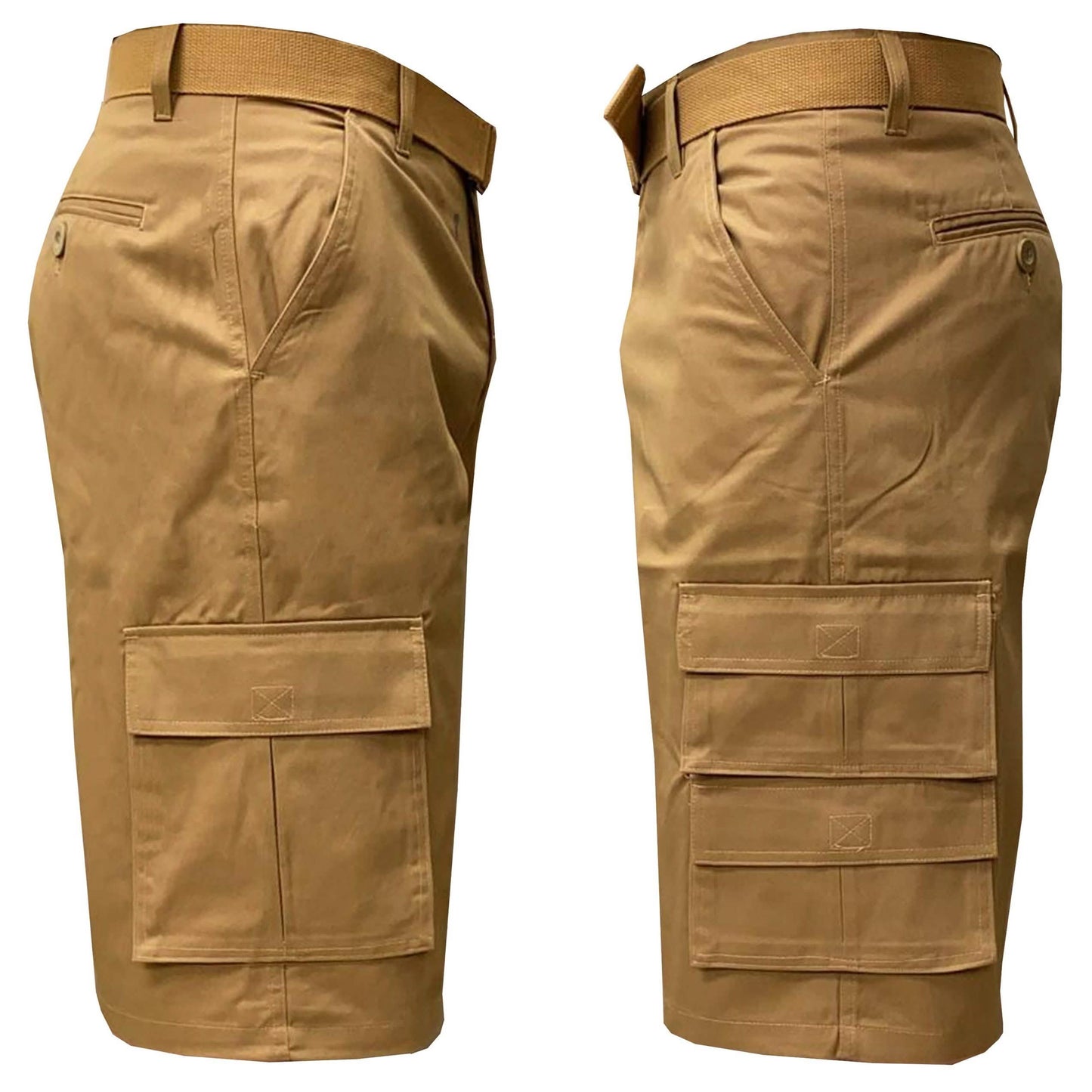 2-Pack: Men's 13” Fitted Belted 7-Pocket Cargo Shorts DailySale