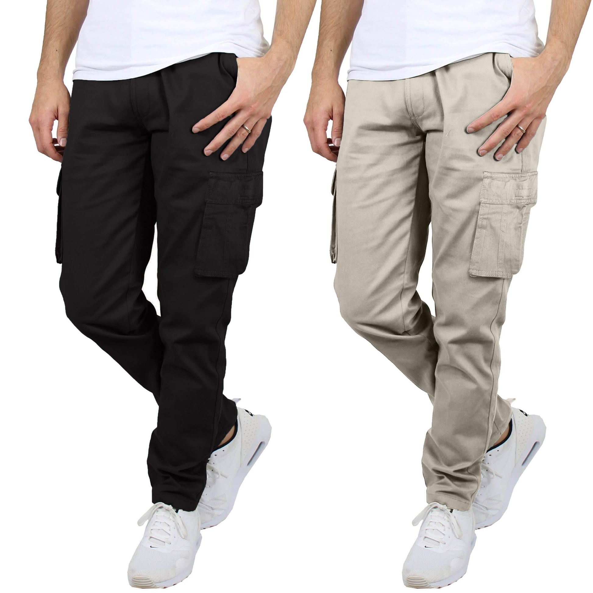 2-Pack: Men's Cotton Cargo Pants With Belt DailySale