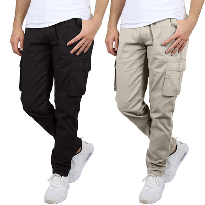 2-Pack: Men's Cotton Cargo Pants With Belt DailySale