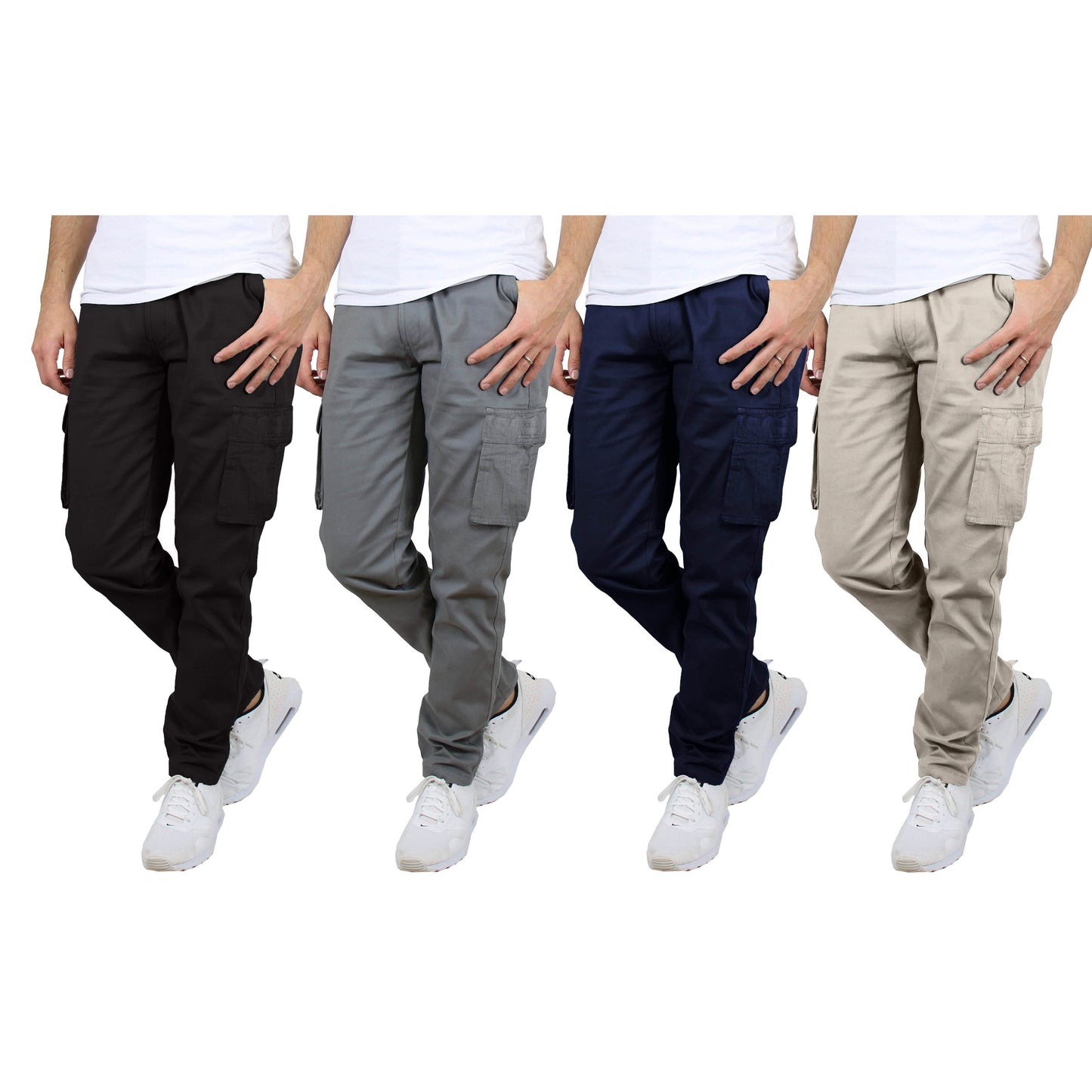 2-Pack: Men's Cotton Cargo Pants With Belt DailySale