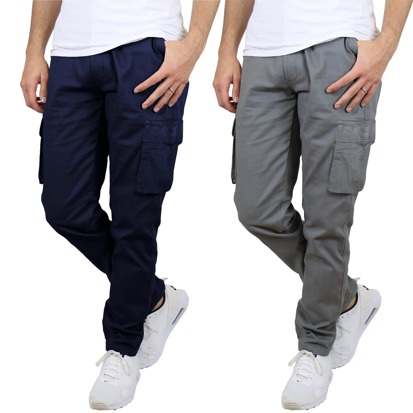 2-Pack: Men's Cotton Cargo Pants With Belt DailySale