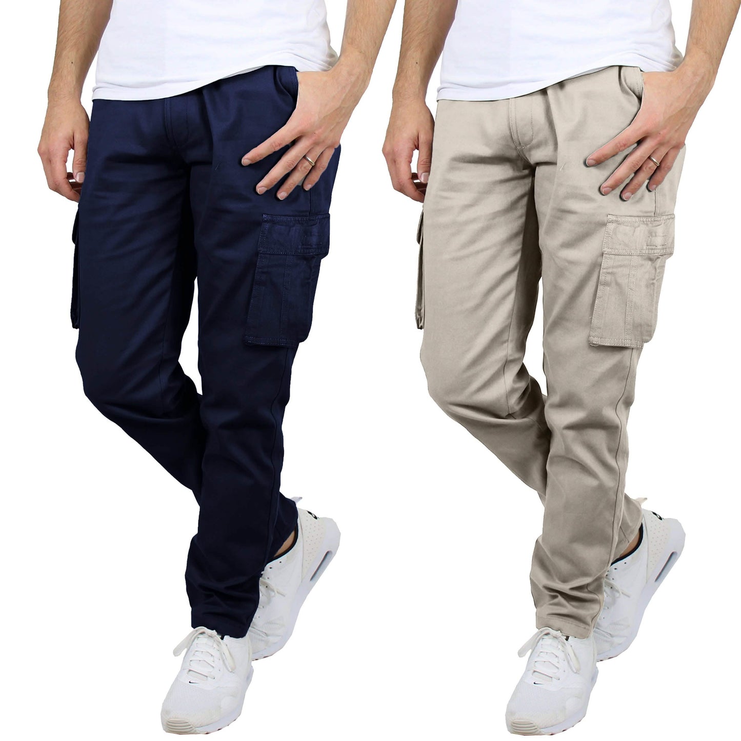 2-Pack: Men's Cotton Cargo Pants With Belt DailySale