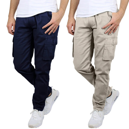 2-Pack: Men's Cotton Cargo Pants With Belt DailySale