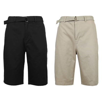 2-Pack: Men's Cotton Chino Shorts with Belt DailySale