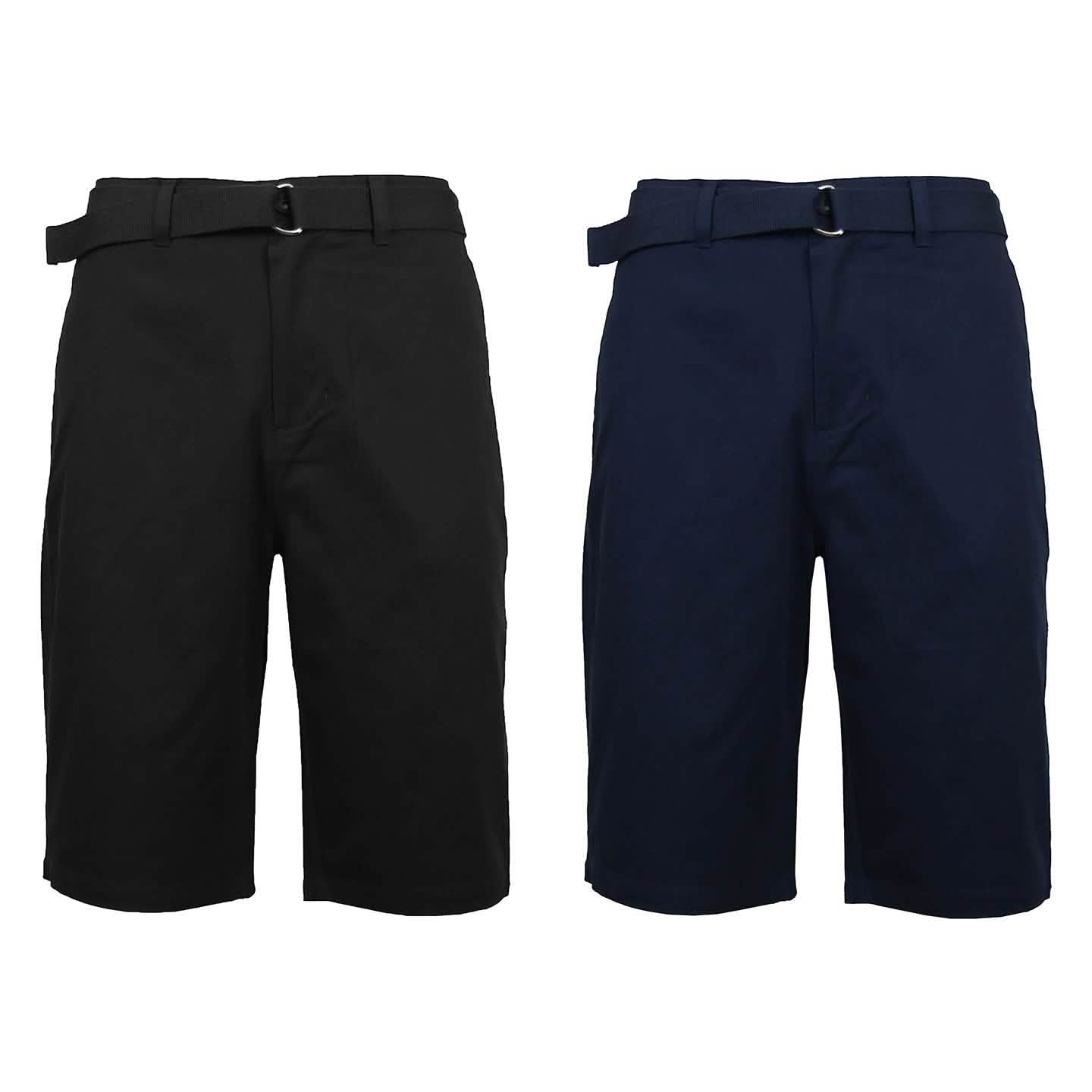 2-Pack: Men's Cotton Chino Shorts with Belt DailySale