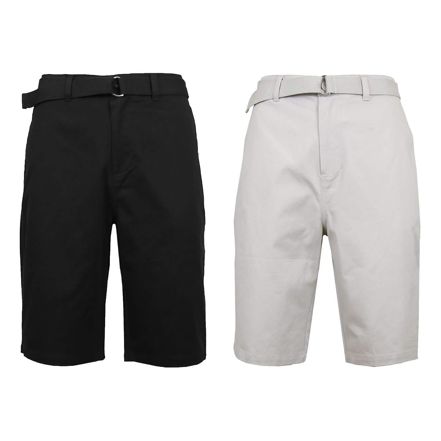 2-Pack: Men's Cotton Chino Shorts with Belt DailySale