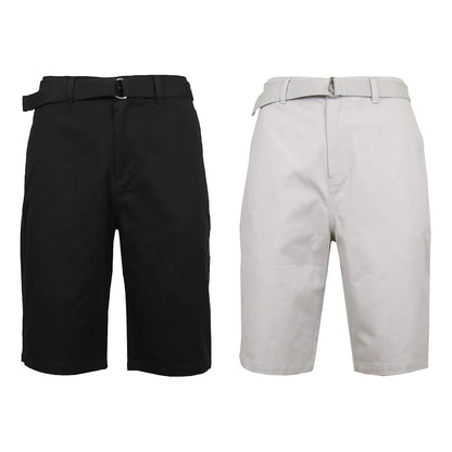 2-Pack: Men's Cotton Chino Shorts with Belt DailySale
