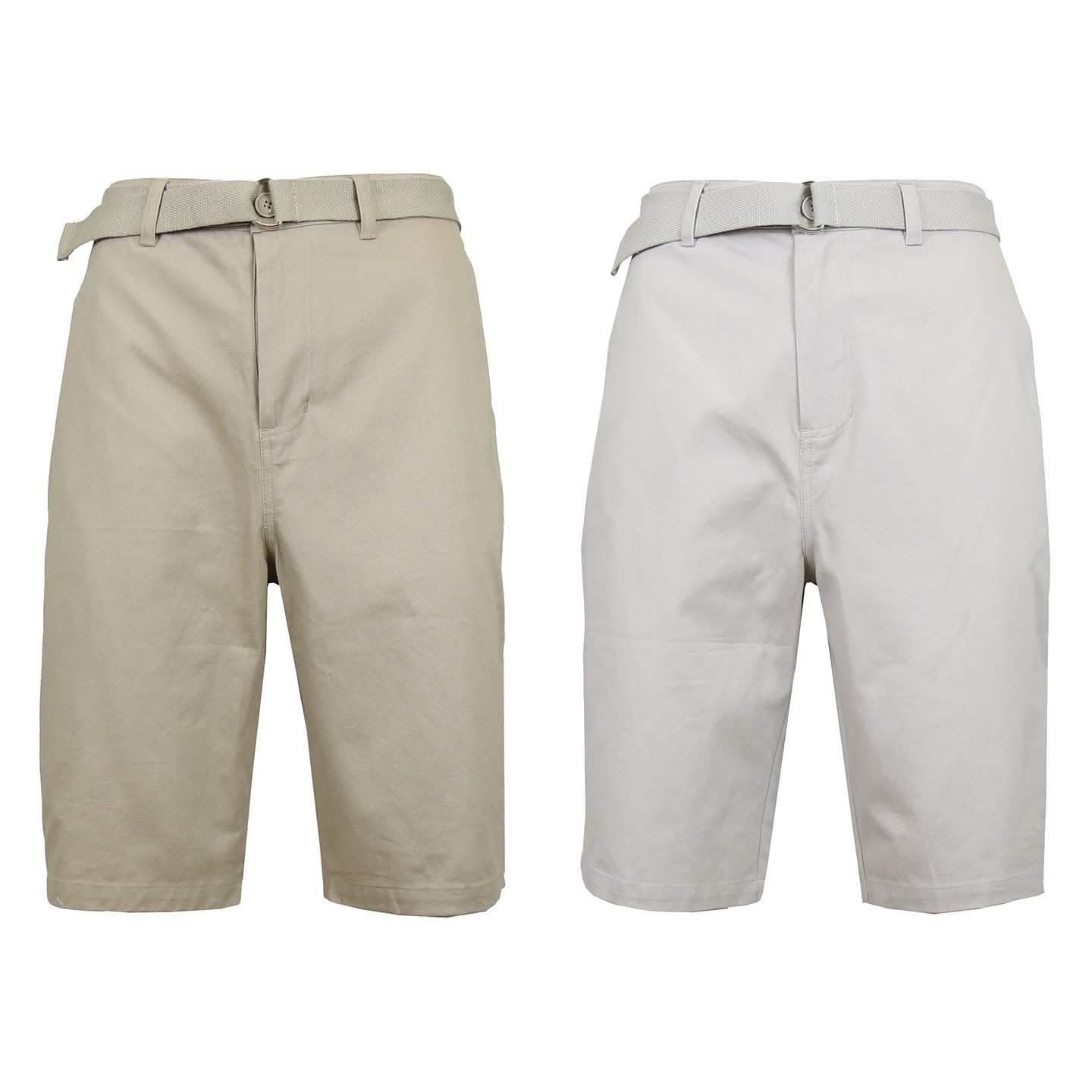 2-Pack: Men's Cotton Chino Shorts with Belt DailySale