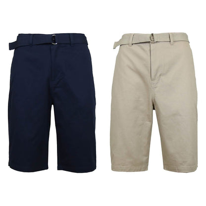 2-Pack: Men's Cotton Chino Shorts with Belt DailySale