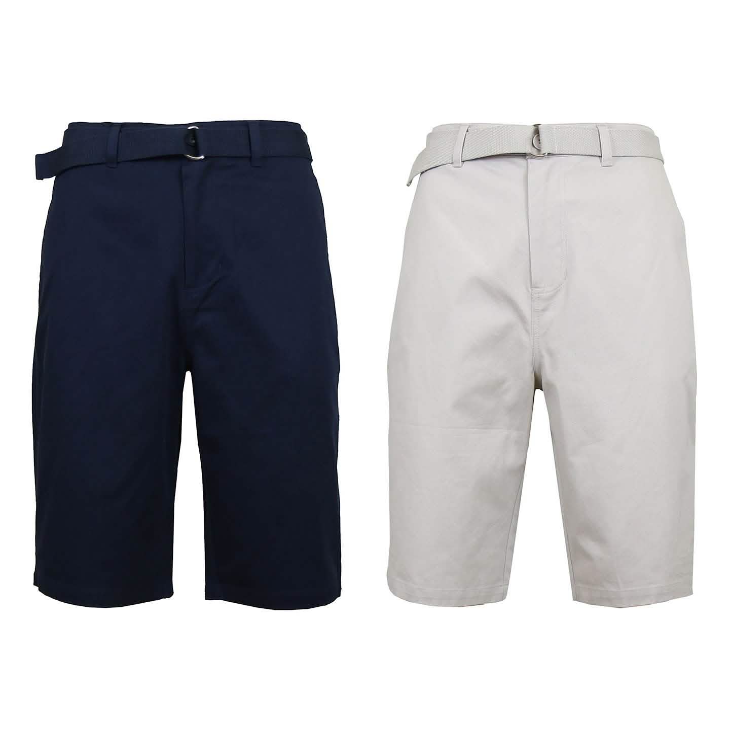 2-Pack: Men's Cotton Chino Shorts with Belt DailySale