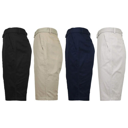 2-Pack: Men's Cotton Chino Shorts with Belt DailySale