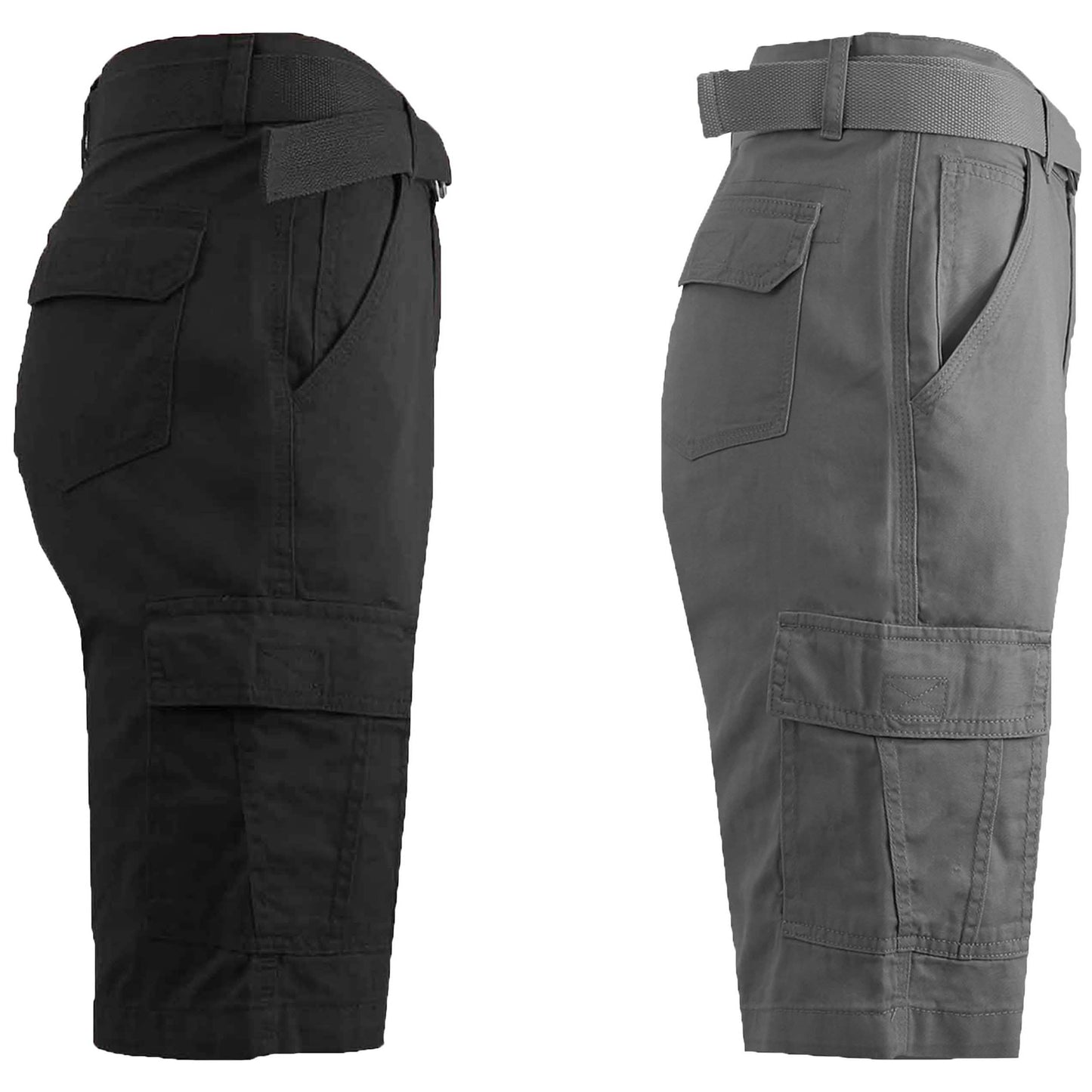 2-Pack: Men's Cotton Classic Cargo Shorts With Belt DailySale