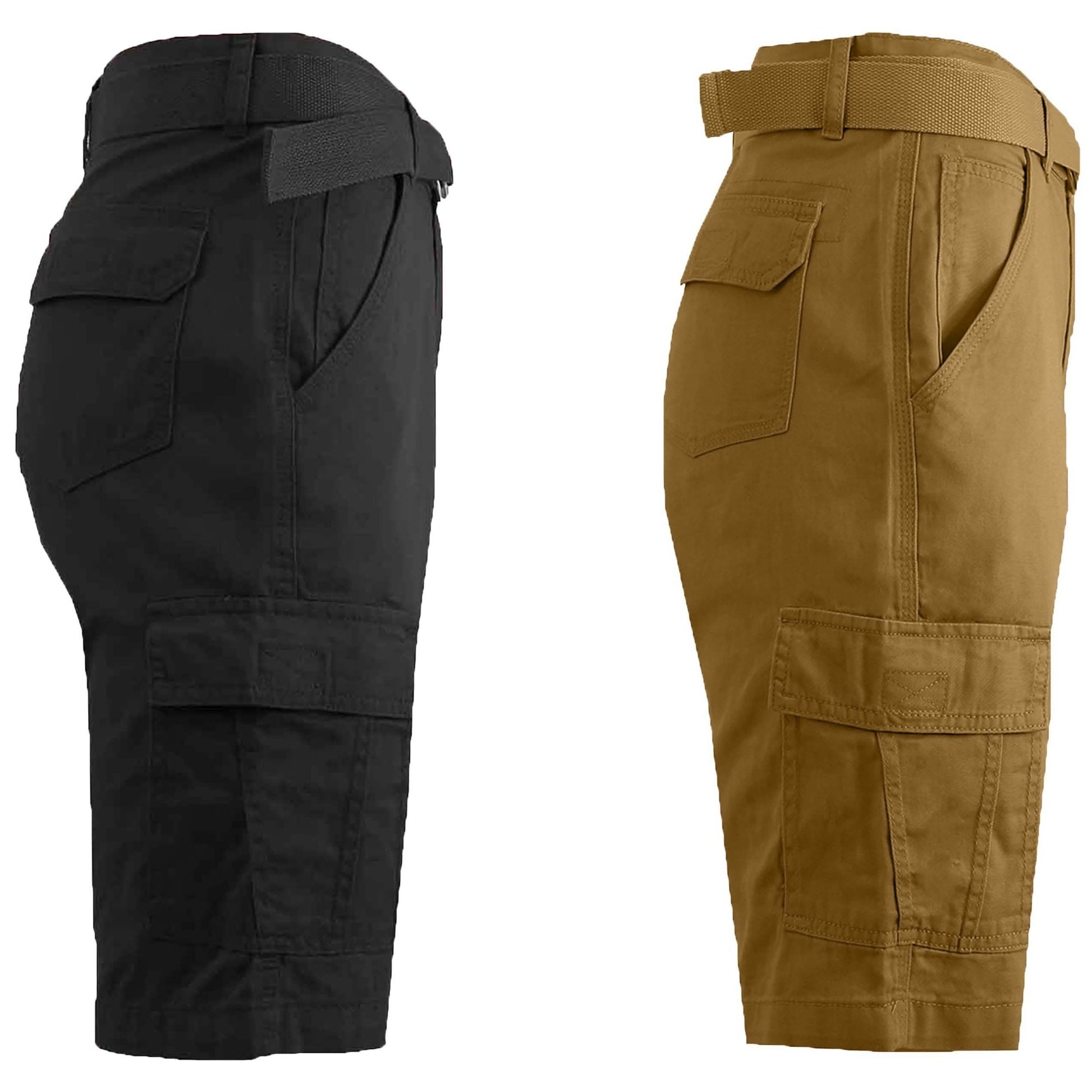 2-Pack: Men's Cotton Classic Cargo Shorts With Belt DailySale