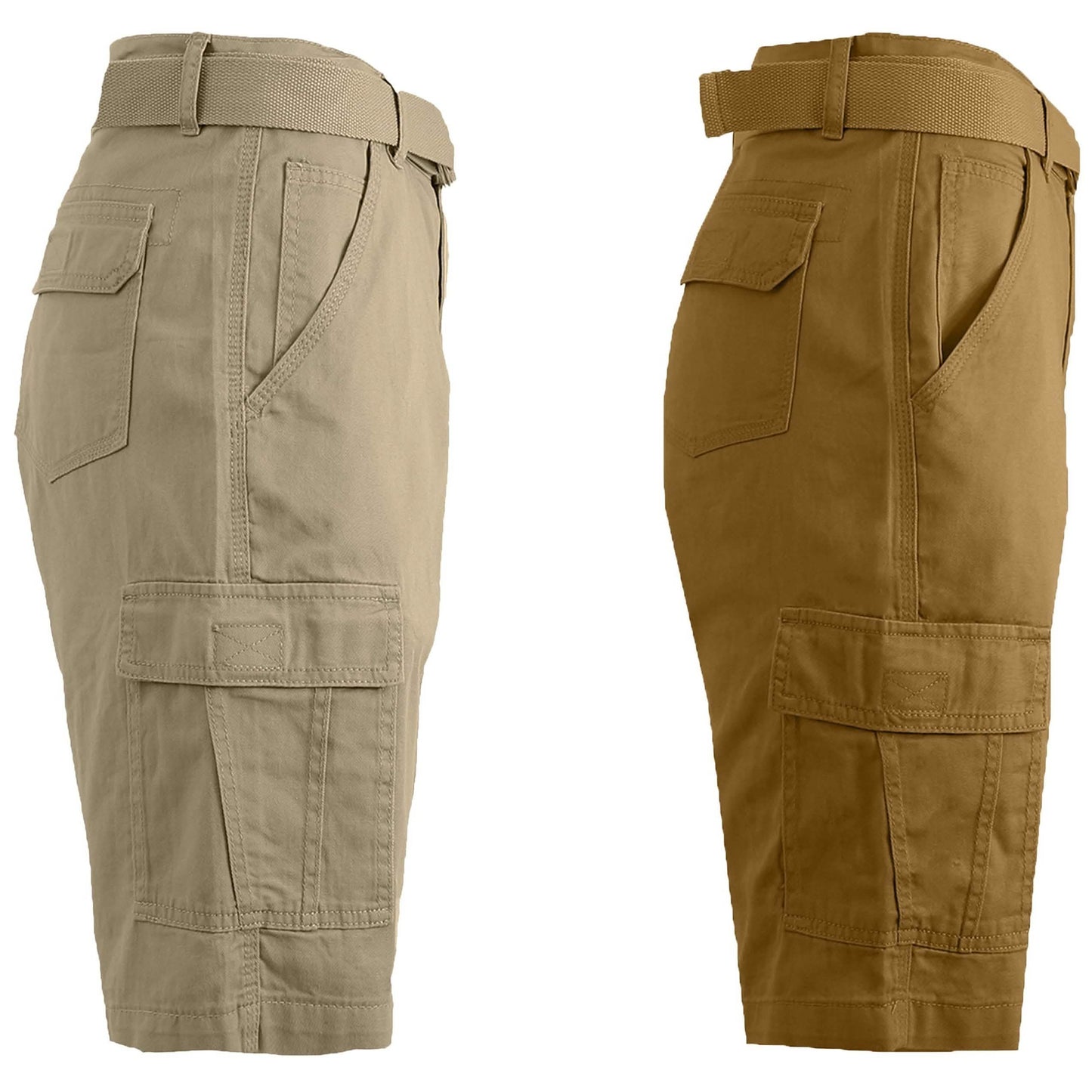 2-Pack: Men's Cotton Classic Cargo Shorts With Belt DailySale