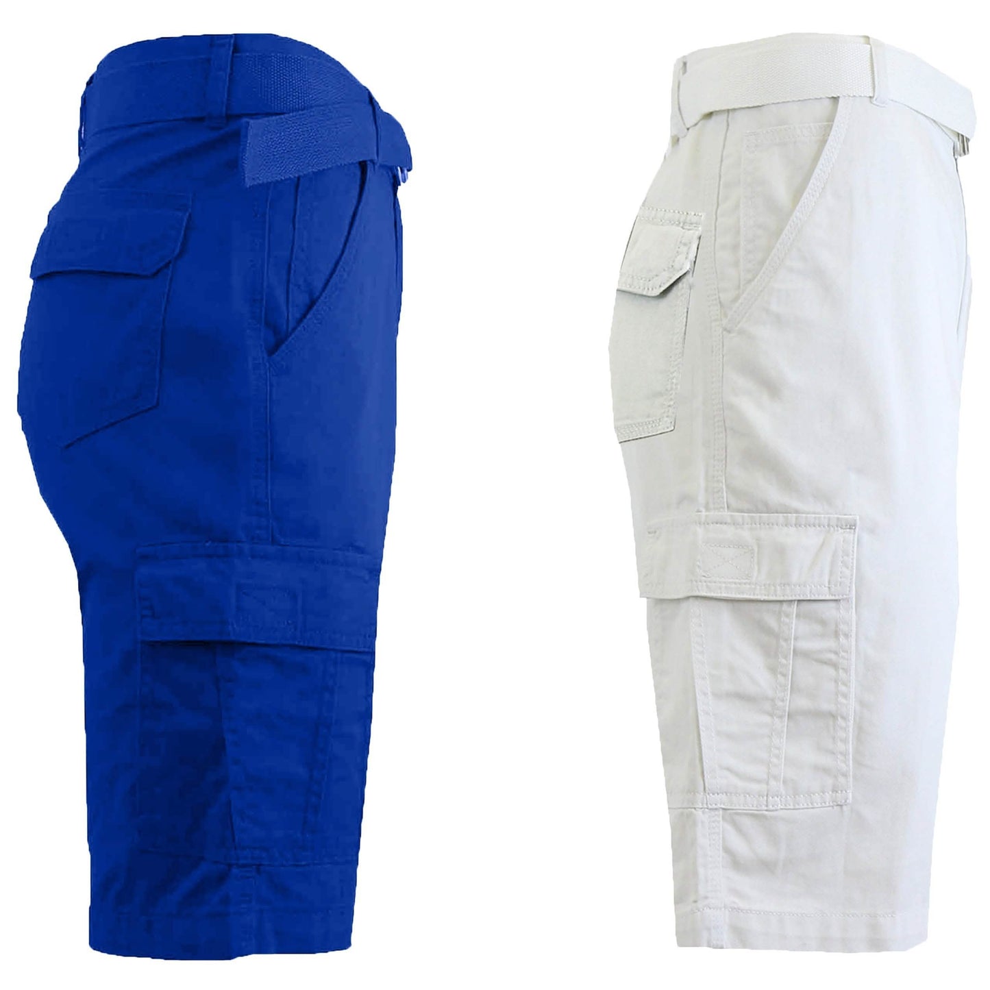 2-Pack: Men's Cotton Classic Cargo Shorts With Belt DailySale