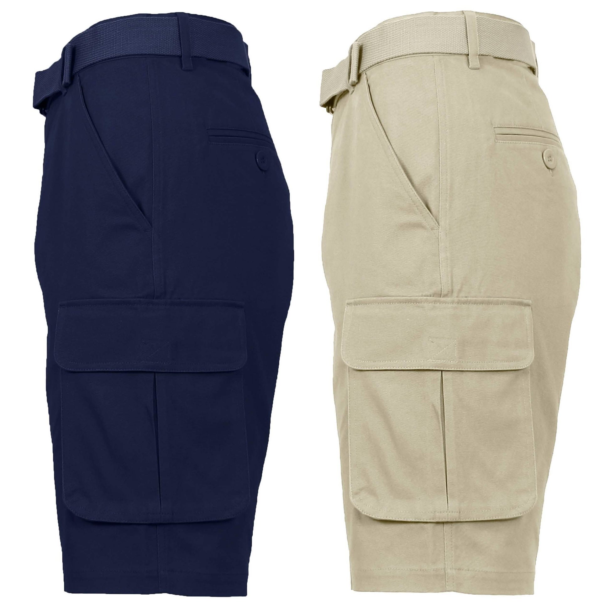 2-Pack: Men's Cotton Flex Stretch Cargo Shorts With Belt DailySale