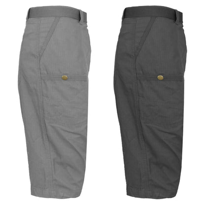 2-Pack: Men's Tech Extended Size Cotton Cargo Utility Belted Shorts DailySale