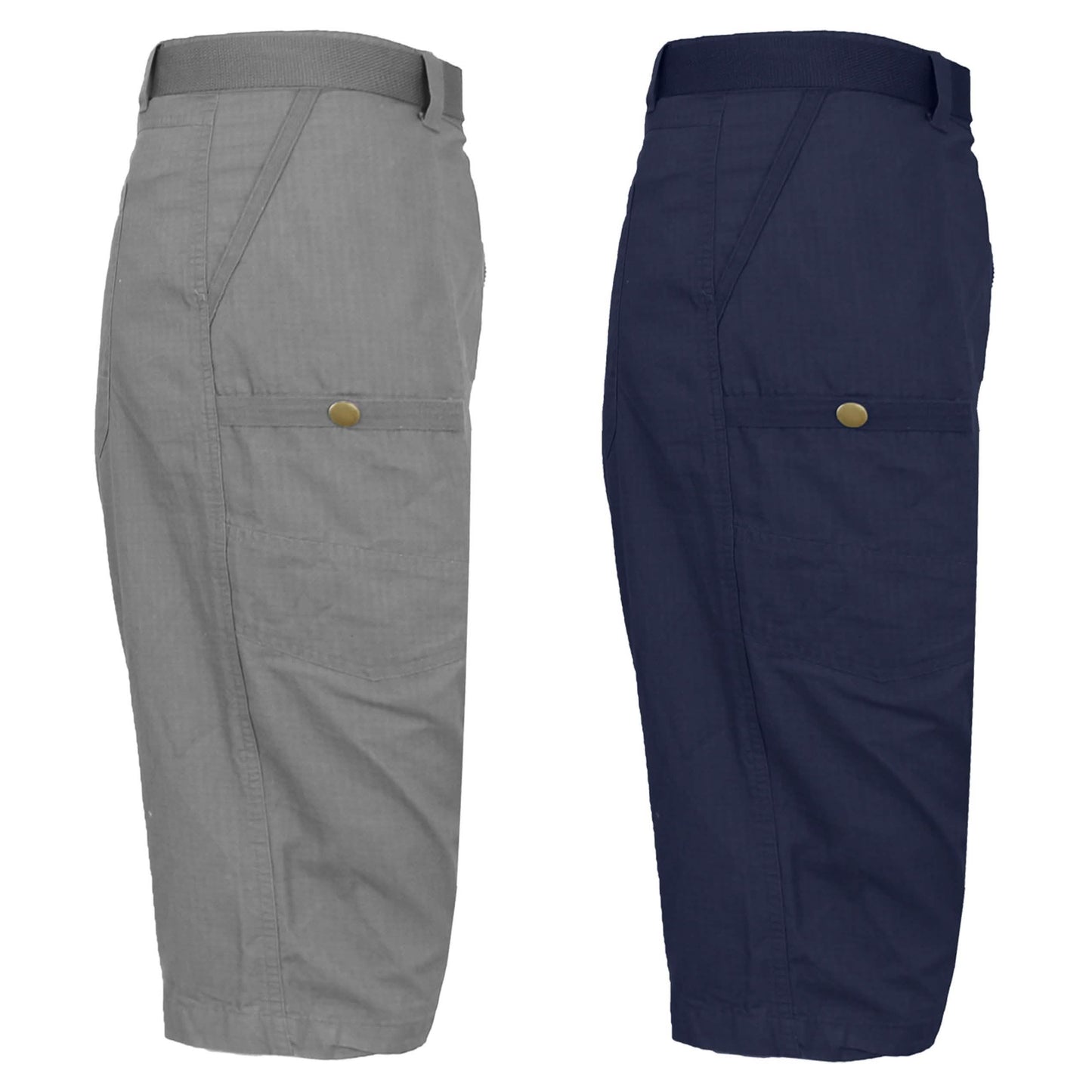 2-Pack: Men's Tech Extended Size Cotton Cargo Utility Belted Shorts DailySale