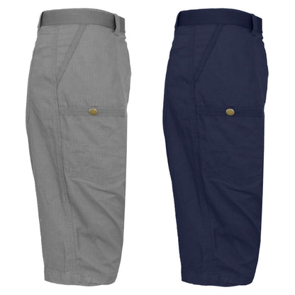 2-Pack: Men's Tech Extended Size Cotton Cargo Utility Belted Shorts DailySale