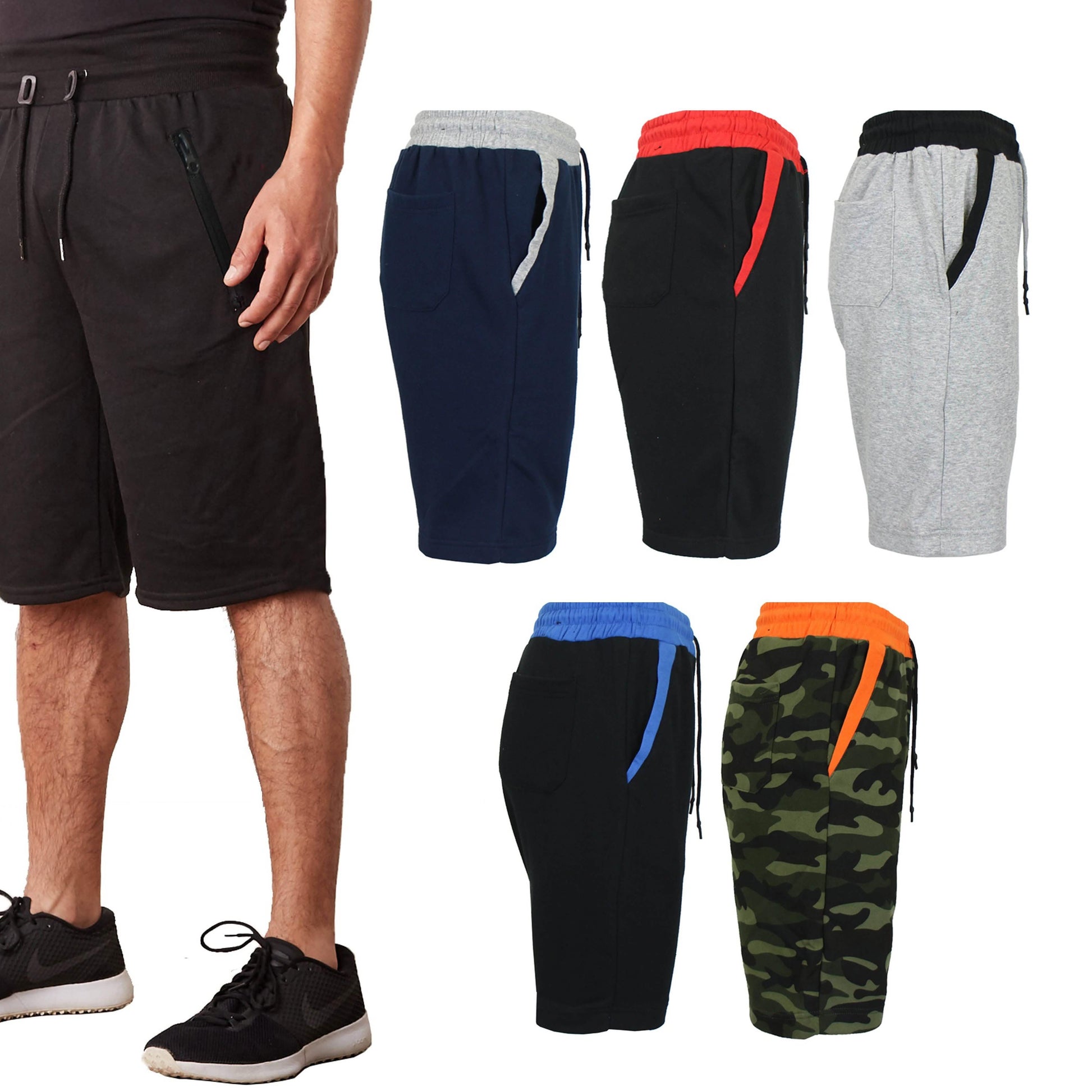 2-Pack Men's French Terry Regular Pockets Jogger Sweat Lounge Shorts DailySale