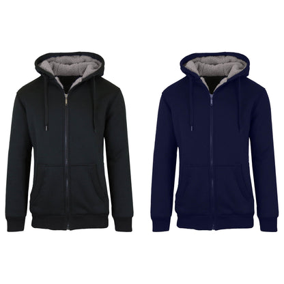 2-Pack: Men's Heavyweight Sherpa Fleece-Lined Zip Hoodie Sweater DailySale