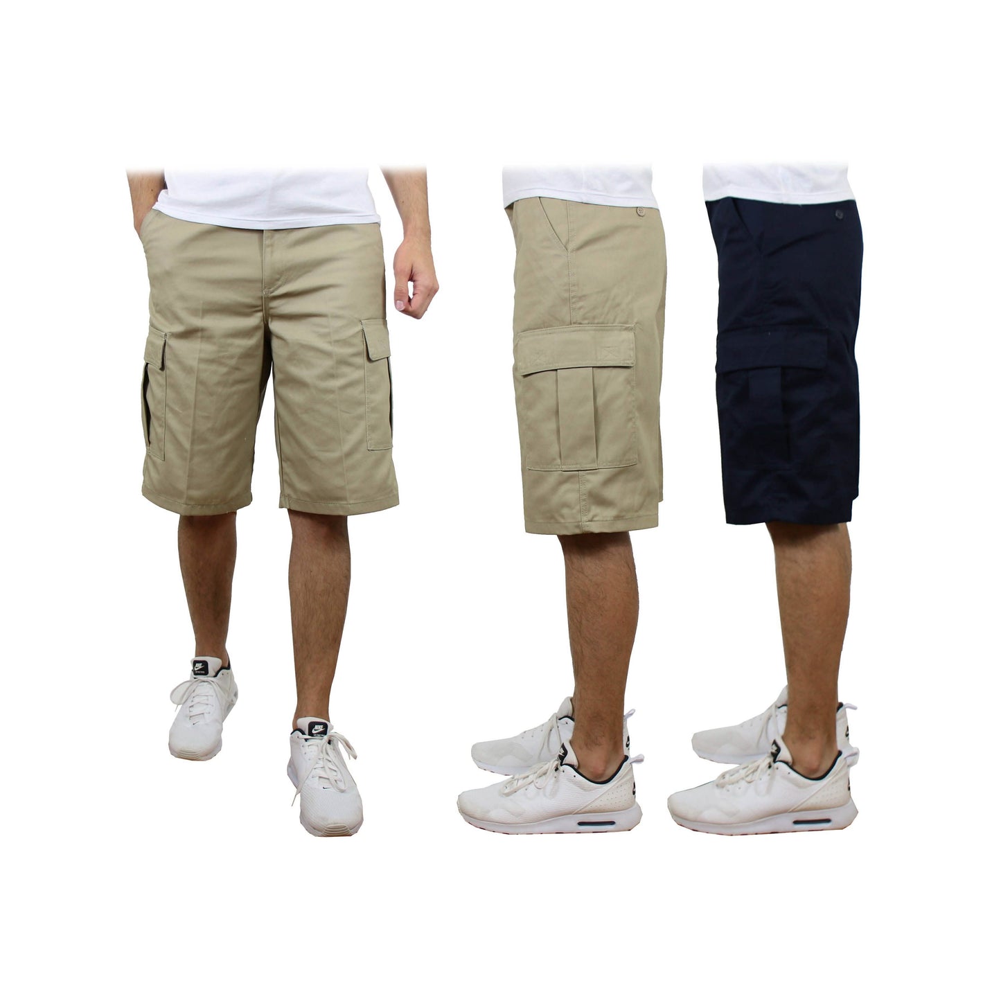 2-Pack: Men's Non-Belted Premium Cotton Blend Cargo Shorts DailySale