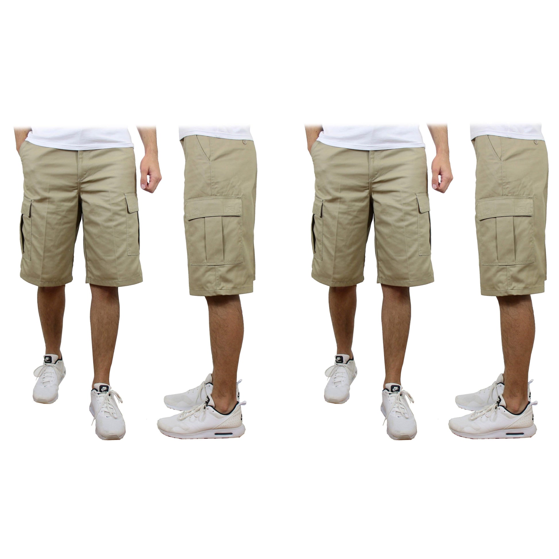 2-Pack: Men's Non-Belted Premium Cotton Blend Cargo Shorts DailySale