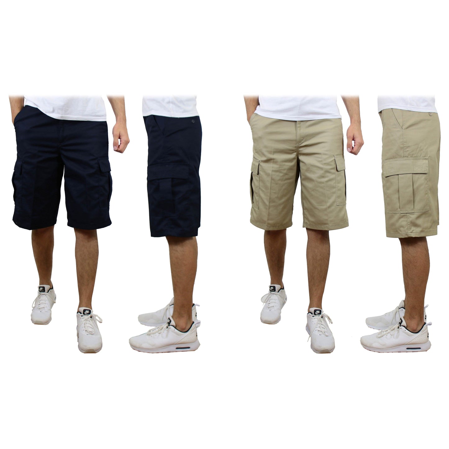 2-Pack: Men's Non-Belted Premium Cotton Blend Cargo Shorts DailySale