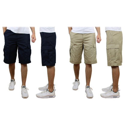 2-Pack: Men's Non-Belted Premium Cotton Blend Cargo Shorts DailySale