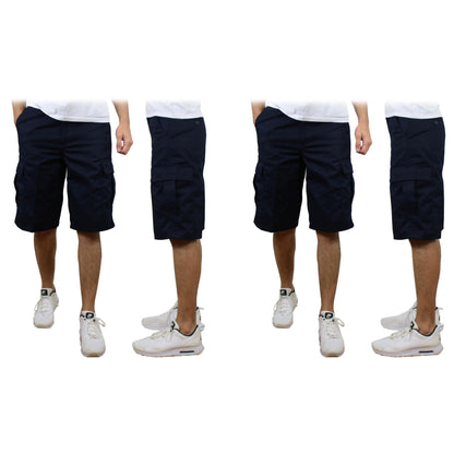 2-Pack: Men's Non-Belted Premium Cotton Blend Cargo Shorts DailySale