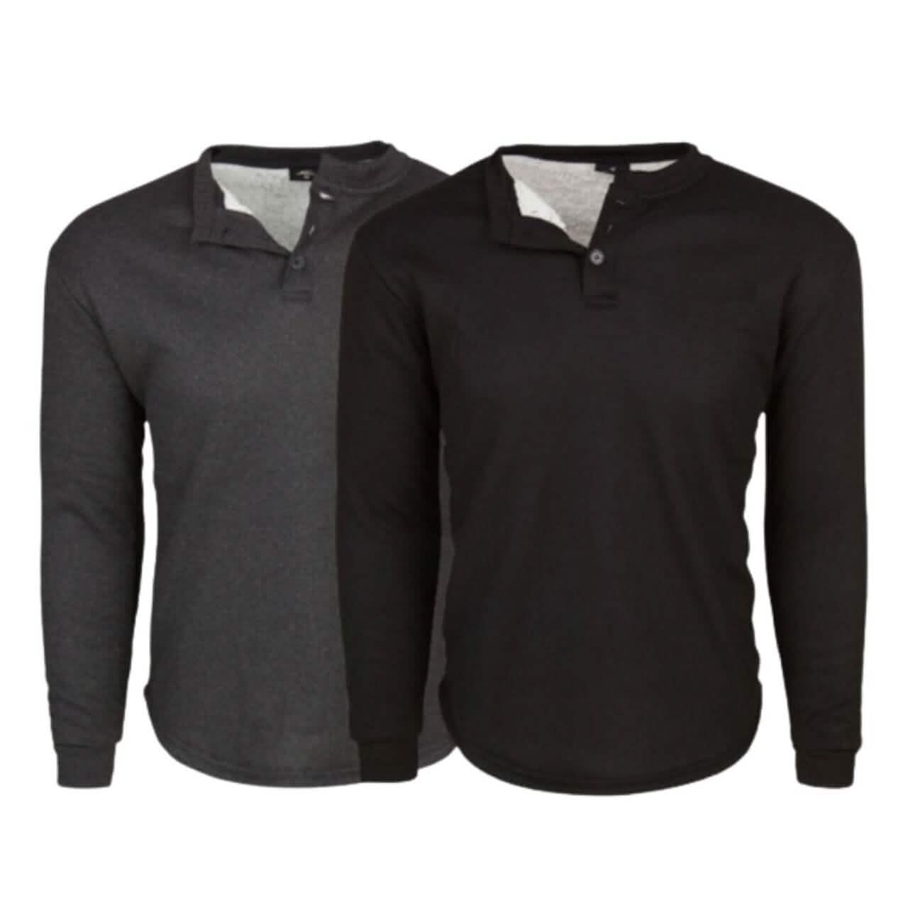 2-Pack: Men's Sherpa-Lined Waffle Thermal Henley Shirts DailySale