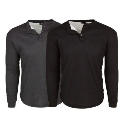 2-Pack: Men's Sherpa-Lined Waffle Thermal Henley Shirts DailySale
