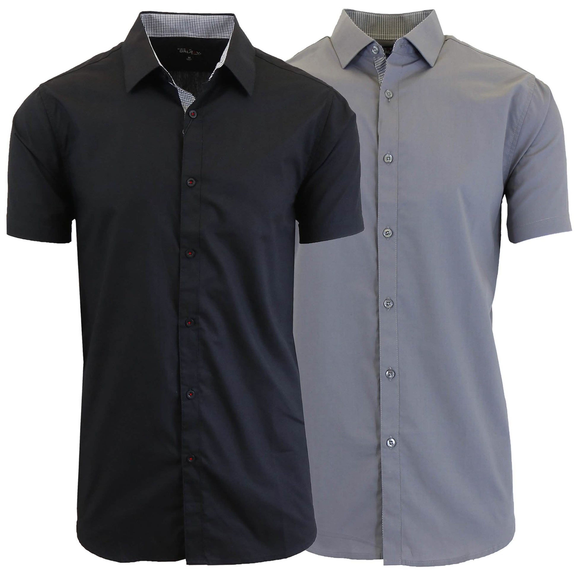 2-Pack: Men's Slim Fit Short Sleeve Dress Shirts DailySale