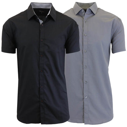 2-Pack: Men's Slim Fit Short Sleeve Dress Shirts DailySale