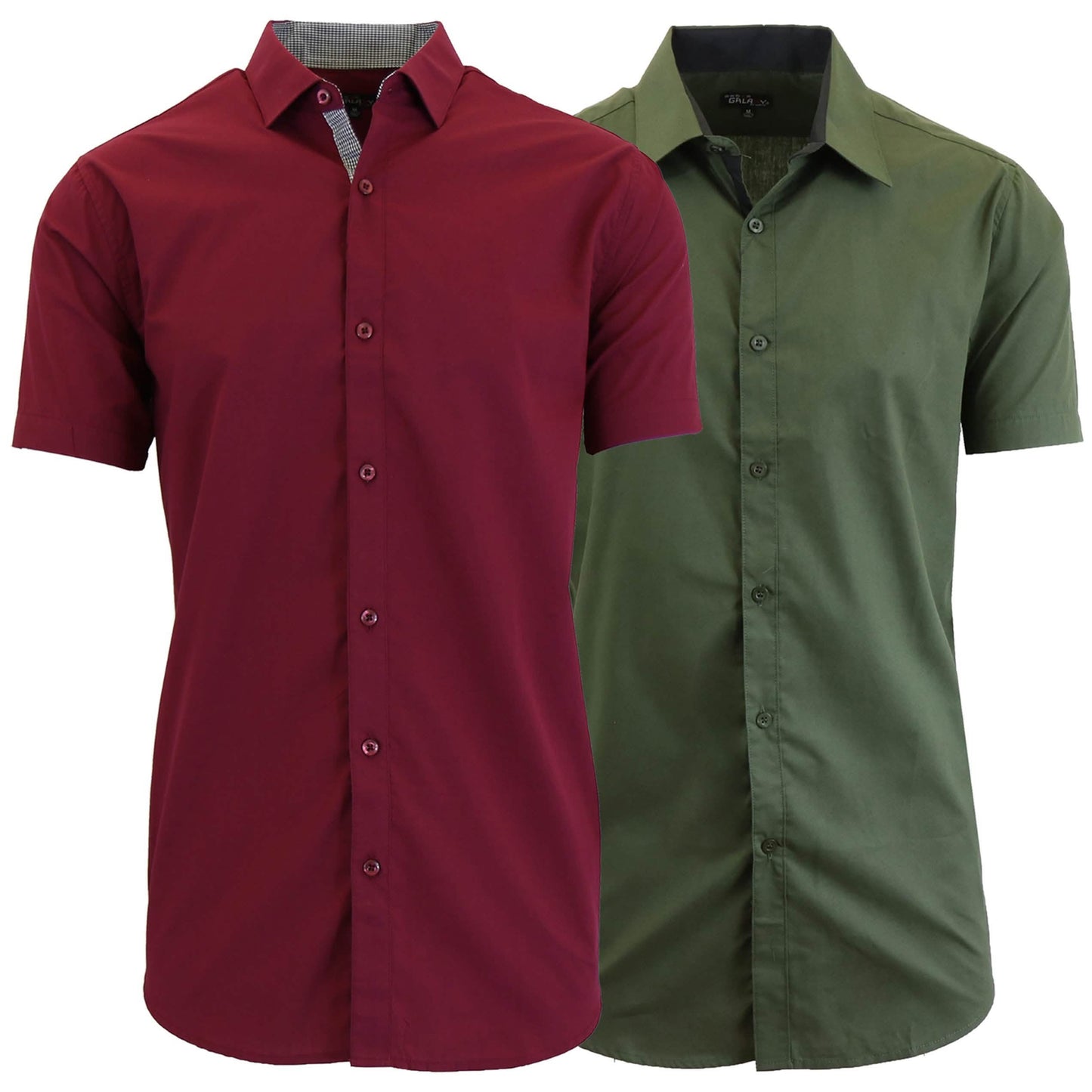2-Pack: Men's Slim Fit Short Sleeve Dress Shirts DailySale