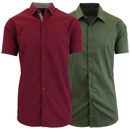 2-Pack: Men's Slim Fit Short Sleeve Dress Shirts DailySale