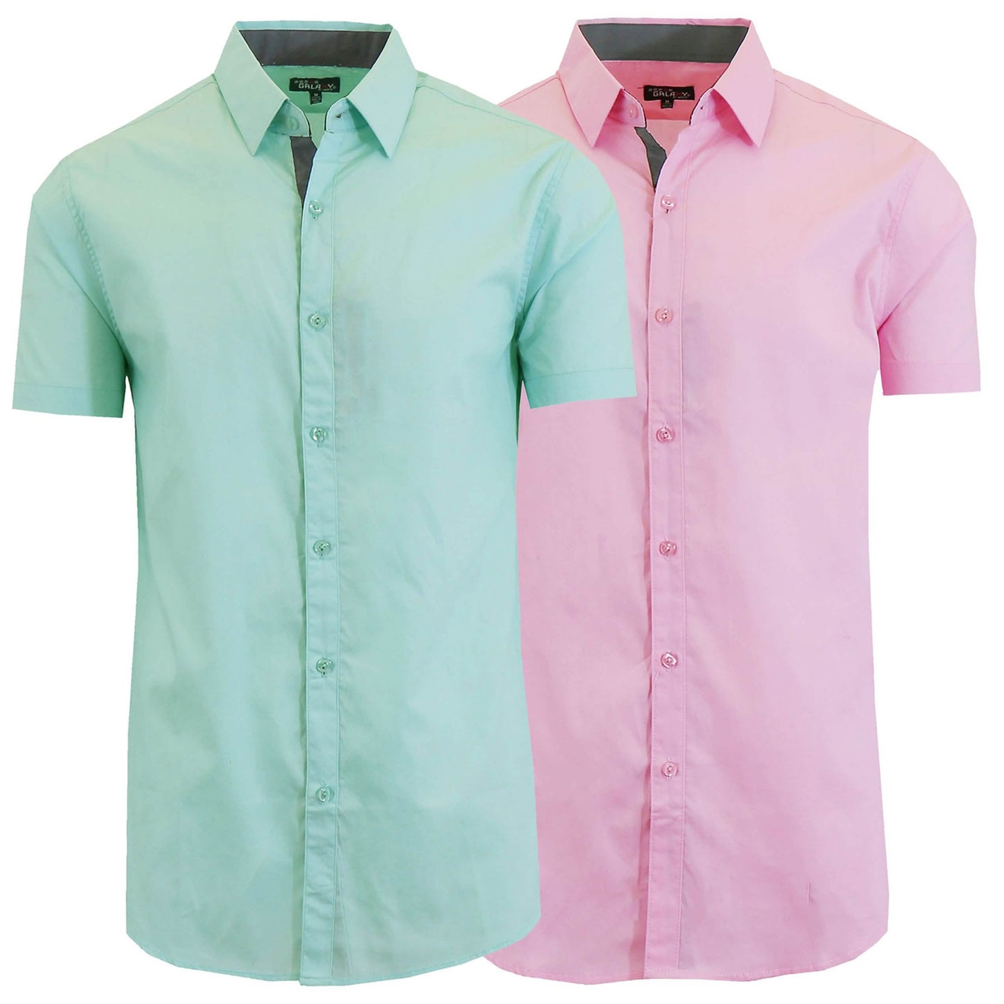 2-Pack: Men's Slim Fit Short Sleeve Dress Shirts DailySale