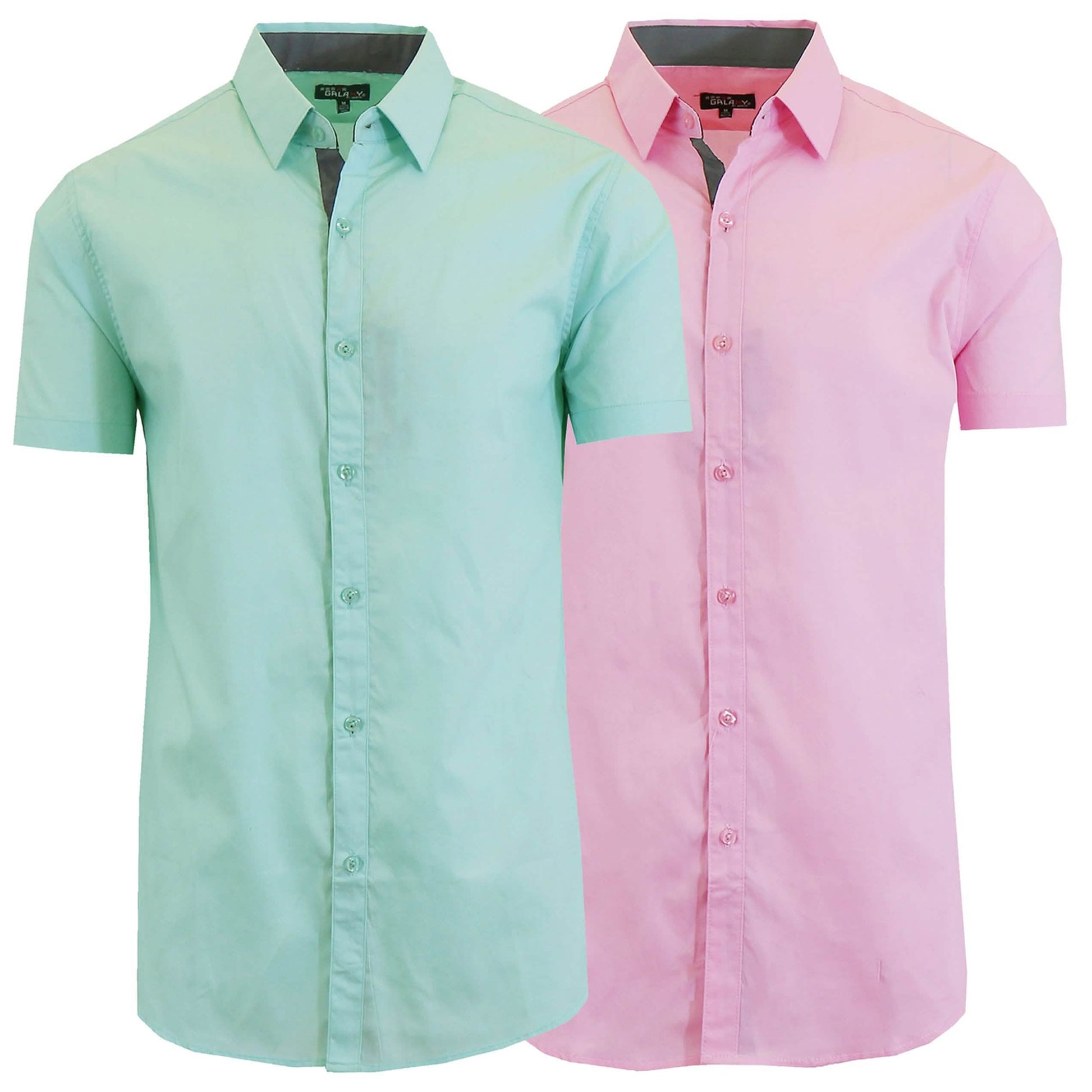 2-Pack: Men's Slim Fit Short Sleeve Dress Shirts DailySale