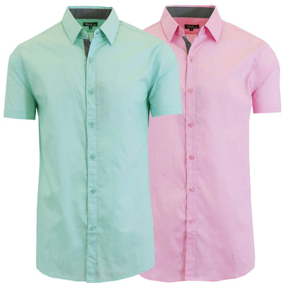 2-Pack: Men's Slim Fit Short Sleeve Dress Shirts DailySale