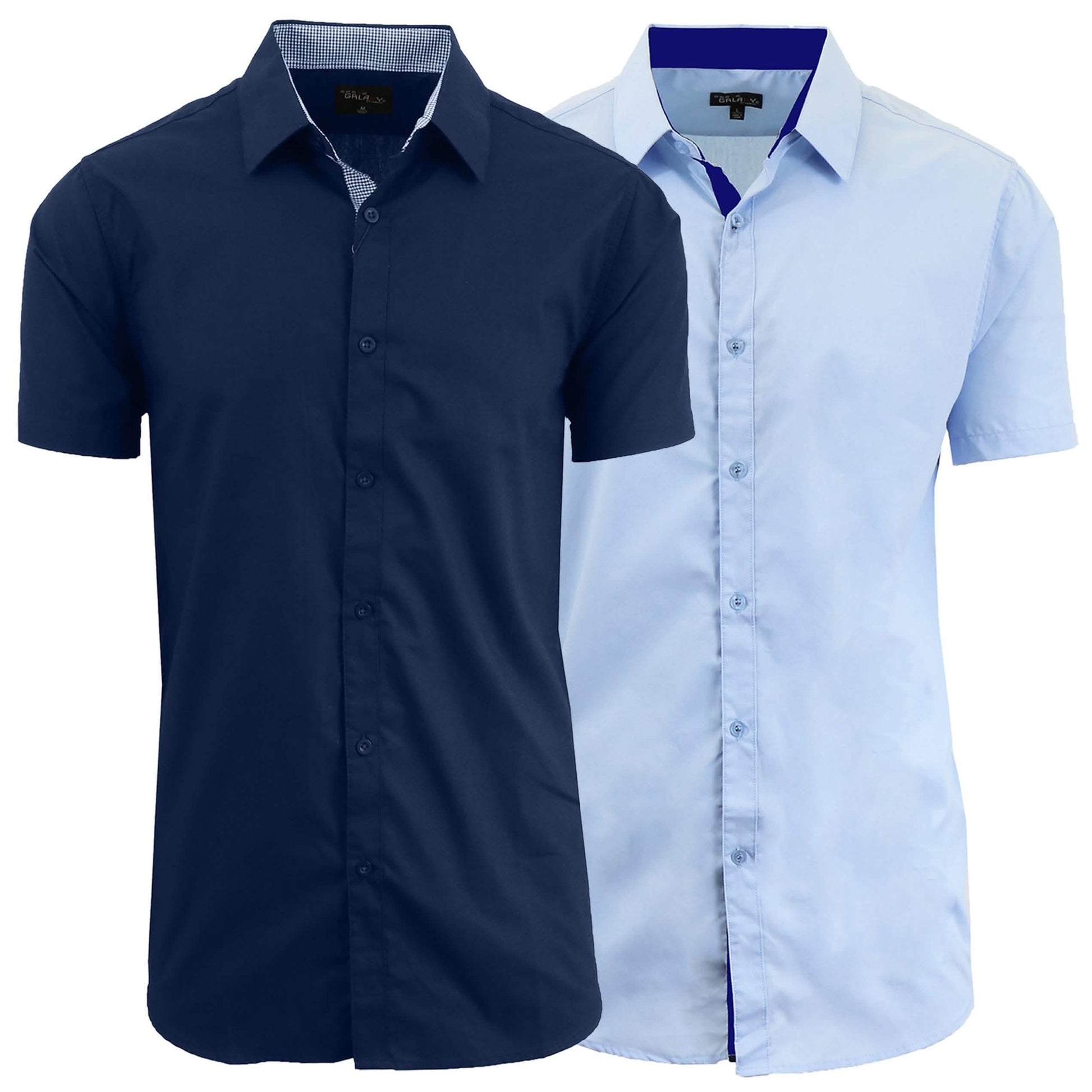 2-Pack: Men's Slim Fit Short Sleeve Dress Shirts DailySale
