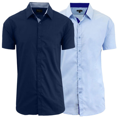 2-Pack: Men's Slim Fit Short Sleeve Dress Shirts DailySale