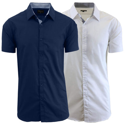 2-Pack: Men's Slim Fit Short Sleeve Dress Shirts DailySale